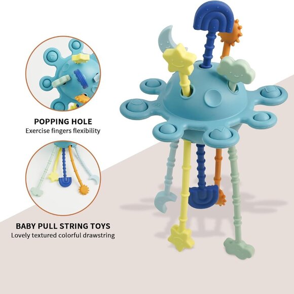 Montessori Pull String Sensory Toy for 6-12-18 Months Babies Teething Toys(1 Set - Picture 3 of 13